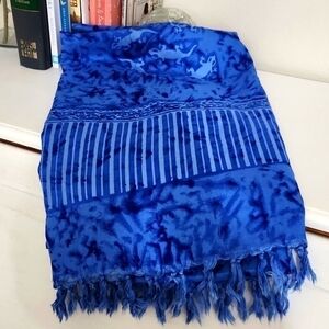 Blue Wrap Animal Rayon Cover Up Beach Vacation Cruise Bikini Cover